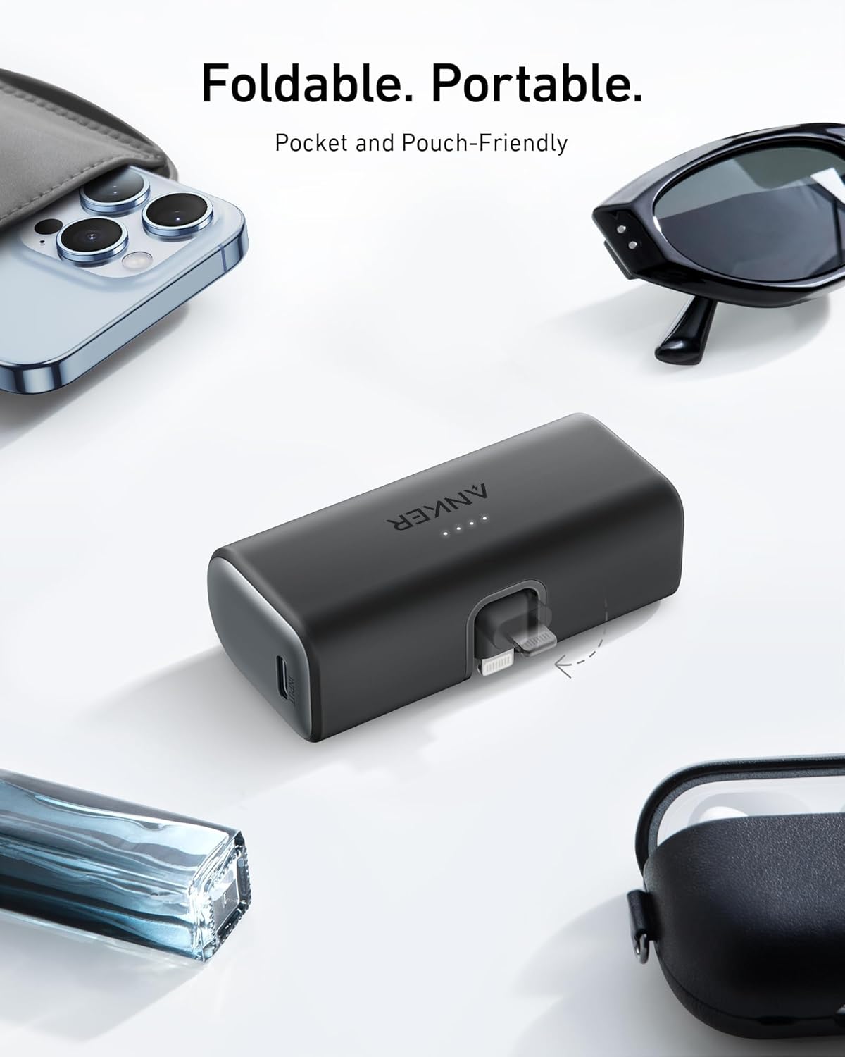 Anker Nano Powerbank 5,000mah 12w, Built-in Lightning Connector for iPhone, MFi Certified