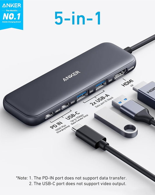 Anker 332 Usb-C Hub (5-in1) Sleek Aluminium Design