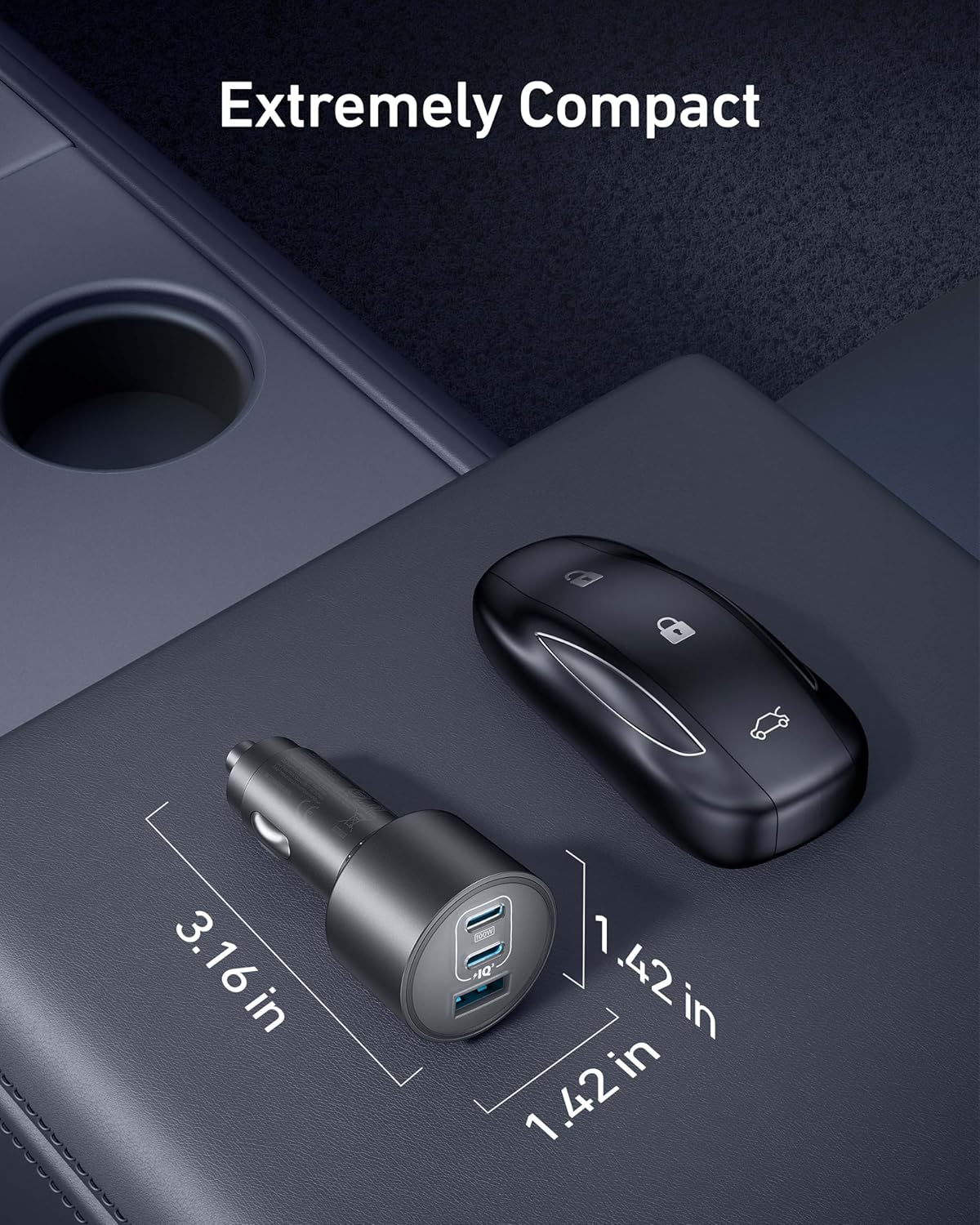 Anker Nano Car Charger 167.5W with Usb-C to Usb-C 3.3ft Cable