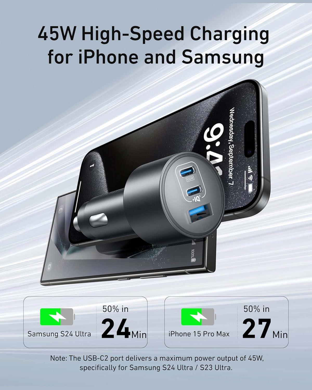 Anker Nano Car Charger 167.5W with Usb-C to Usb-C 3.3ft Cable