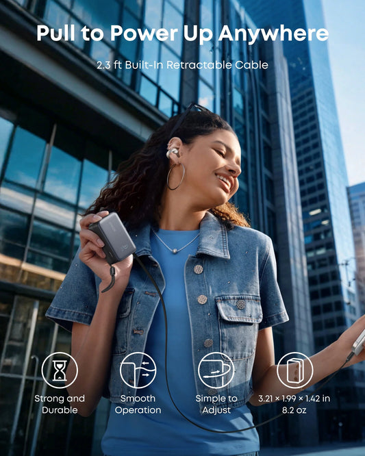 Anker Nano Power Bank 10K, 45W, Built-In Retractable USB-C Cable