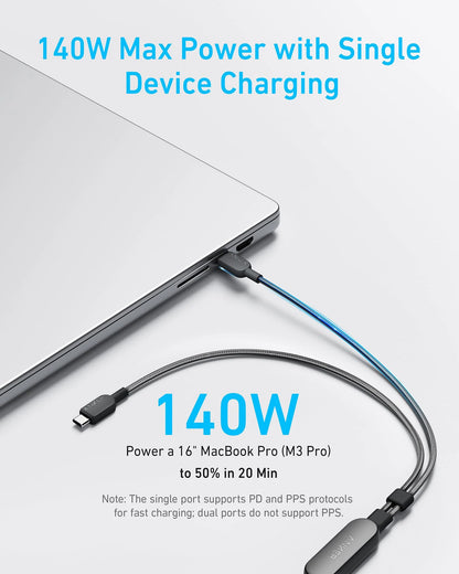 Anker 2-in-1 USB-C to USB-C Braided Cable (140W),
