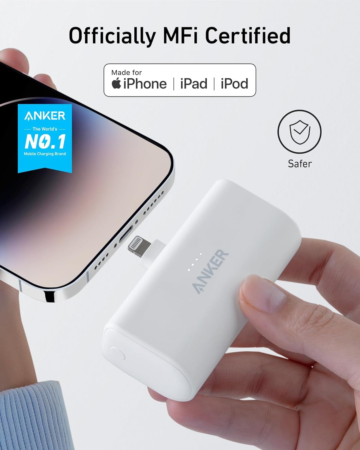 Anker Nano Powerbank 5,000mah 12w, Built-in Lightning Connector for iPhone, MFi Certified