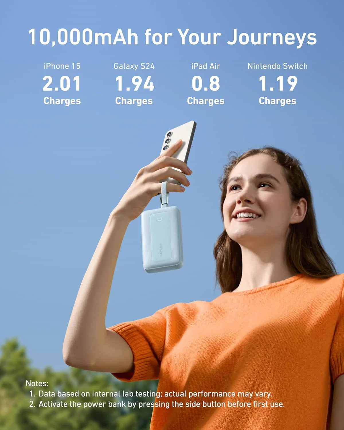 Anker Zolo Power Bank 10K Built-In USB-C and Lightning Cable