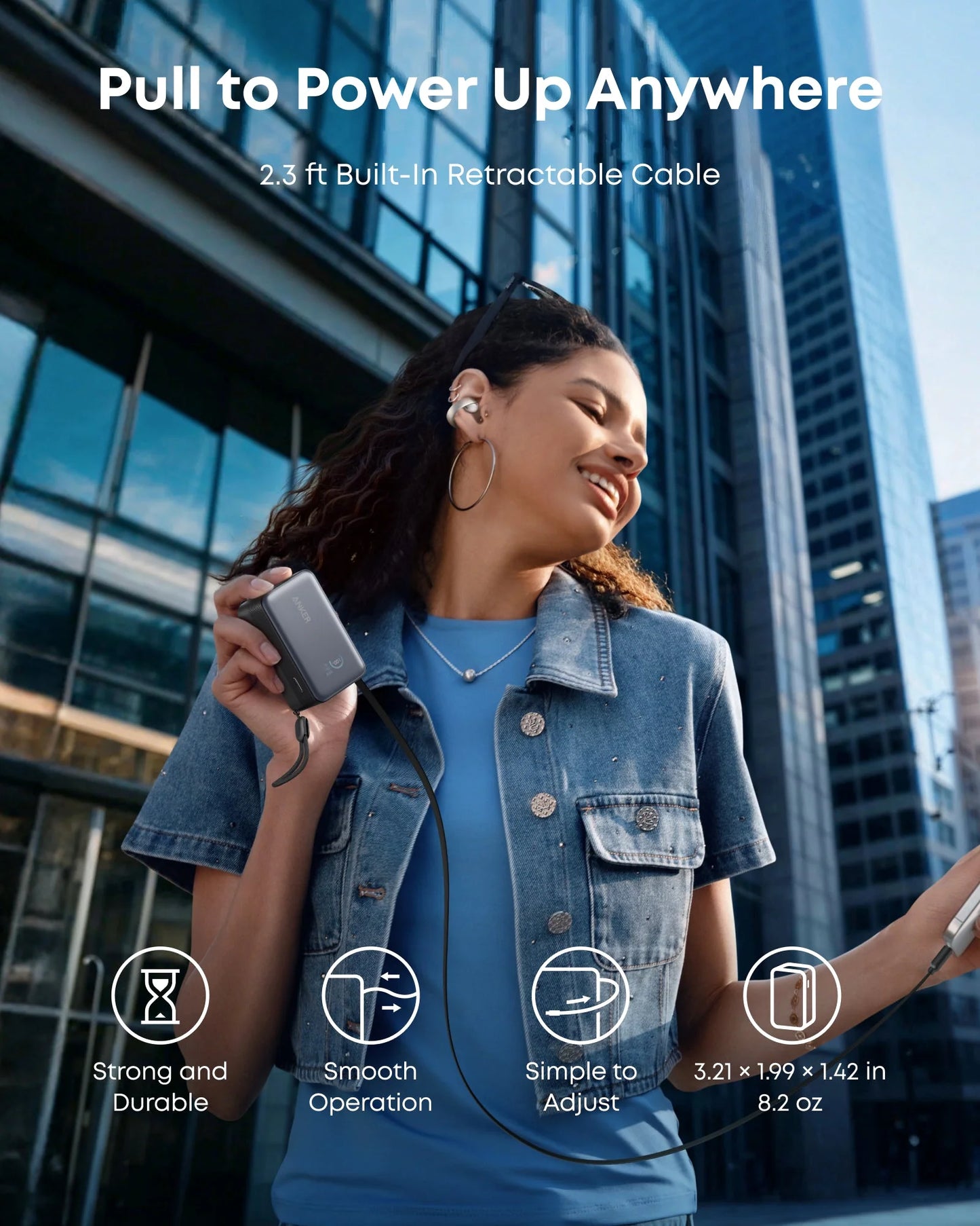 Anker Nano Power Bank 10K, 45W, Built-In Retractable USB-C Cable