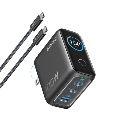 Anker Charger (100W, 3 Ports, Smart Display)