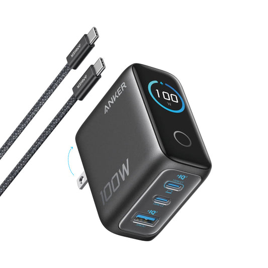 Anker Charger (100W, 3 Ports, Smart Display)