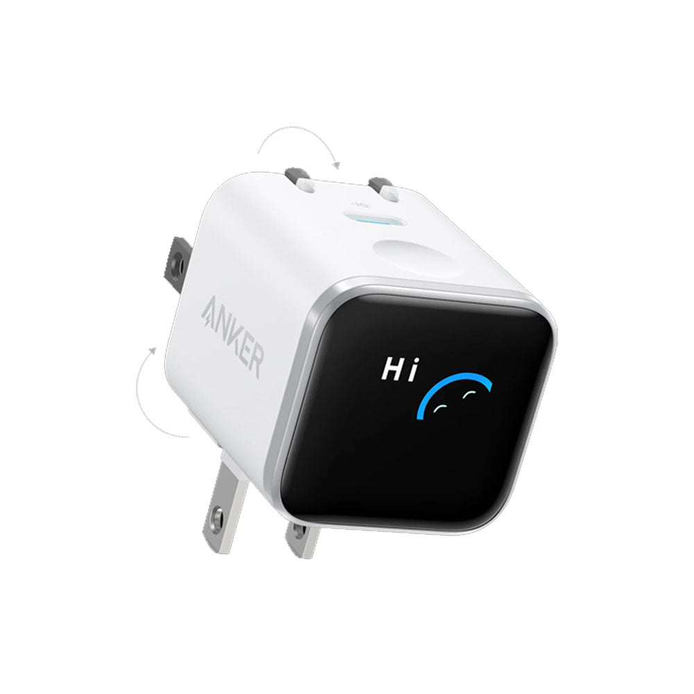 Anker Nano Charger (45W, Smart Display, 180° Foldable) - white