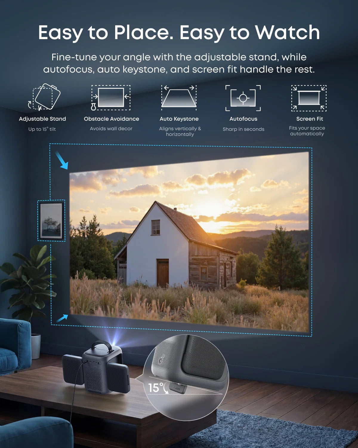 Anker soundcore Nebula P1i | World's First Smart Portable Projector with Flippable Speakers