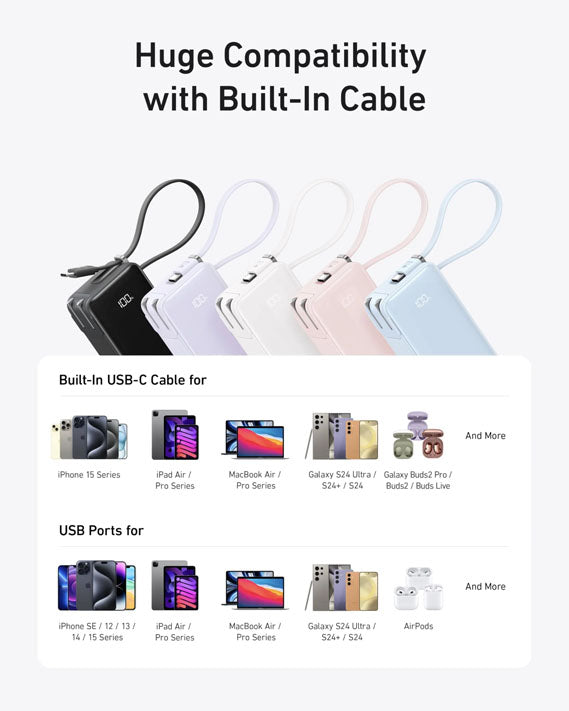 Anker Power Bank (10K, Fusion, Built-In USB-C Cable)