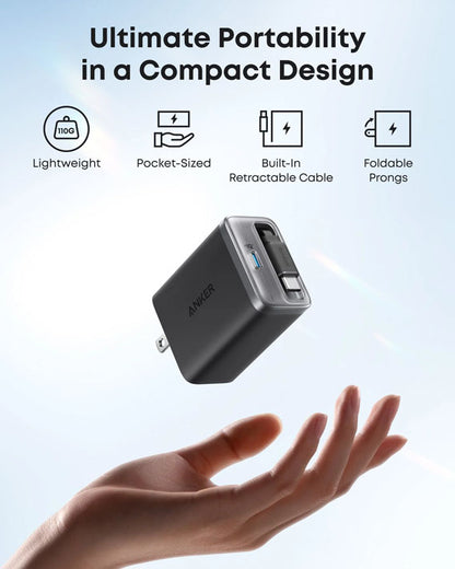 Anker Nano Charger (35W, Built-In Retractable USB-C Cable)