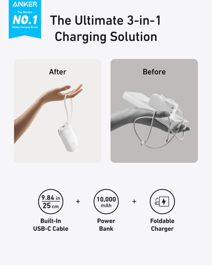 Anker Power Bank (10K, Fusion, Built-In USB-C Cable)
