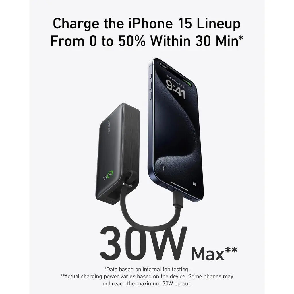 Anker Nano Powerbank 10,000mah 30w Built In Usb C Cable